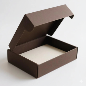 Boîte cadeau en carton ondulé brun de luxe avec feuille d'or, doublure en éponge, taille personnalisée, laminage mat - Product Image 1