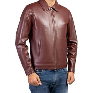 Stylish Men Genuine Leather <b>Canvas</b> <b>Jacket</b> Long Sleeve High Quality Waterproof Eco-Friendly Custom Made Casual Style - Product Image 5