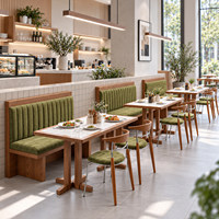 Ensemble de banquettes modernes pour restaurant, canapé rembourré avec tables et chaises en bois pour cafés, bistros et salons de thé