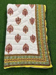 Couette double en coton biologique écologique moderne en gros, imprimée à la main, style Jaipuri Kantha, réversible, motif floral - Product Image 6