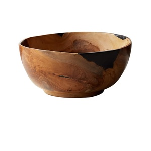 Diseño hecho a mano Servidor de frutas redondeado Tazón de coco Decoración de mesa Elegante incrustaciones de hueso Acabado Soporte de madera - Product Image 4