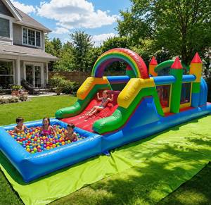 บ้านลมเป่าลม PVC ขนาด 25 ฟุต พร้อมสไลเดอร์น้ำและบ่อบอล สำหรับใช้ในบ้านและนอกบ้าน สนามเด็กเล่นกลางแจ้ง - Product Image 6