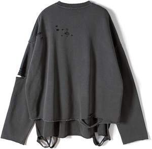 Streetwear vintage déchiré sweat hommes mode automne couleur unie sweat surdimensionné - Product Image 2