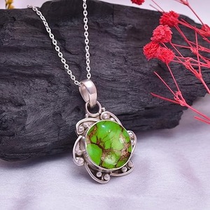 Vente en gros de pendentifs en argent sterling 925 avec pierres précieuses vertes et turquoises pendentifs en argent 925 avec timbre bijoux - Product Image 4