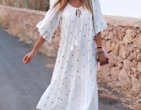 Robe blanche élégante et à volants, pour femmes, nouvelle Collection 2021, vêtement de style bohème Sexy et à la mode, avec ourlet volant