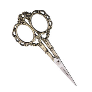 Tijeras pequeñas de bronce para uso del cabello, tijeras de costura para enhebrar ganchillo de tamaño pequeño con estuche para bordado, arte artesanal - Product Image 3