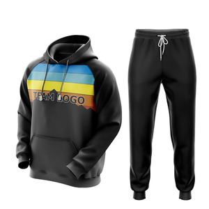 Vente en gros de vêtements de sport biologiques personnalisables pour hommes de grande taille pour l'hiver ensembles de sweat à capuche et de jogging à fermeture éclair avec logo - Product Image 5