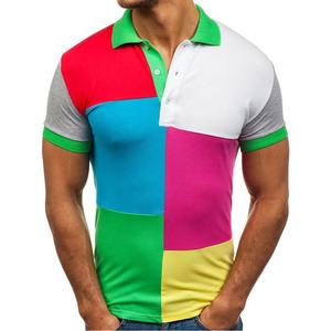 High Quality Men's <b>Button</b>-<b>Up</b> for Polo Shirts with Stand Collar <b>Short</b> <b>Sleeves</b> and Print Pattern Plain Blank Knitted T-Shirts Bulk - Product Image 1