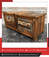 Meubles en bois recyclé de style antique en gros, armoire ouverte en bois à 1 porte et 2 tiroirs, écologique pour la maison et le bureau