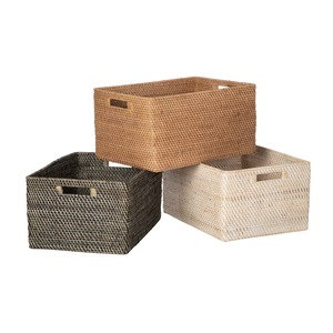 Rectangular rattan <b>basket</b> in boho style Handmade <b>Storage</b> <b>Basket</b> Wholesale eco-friendly Made in Viet Nam - Product Image 1