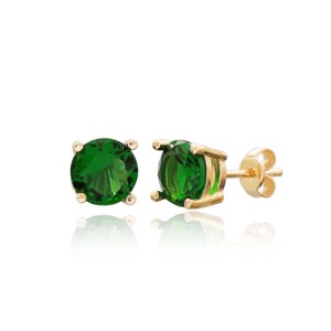 <b>Emerald</b> Stone Solitaire <b>Stud</b> Silver <b>Earring</b> Turkish Wholesale Handmade 925 Sterling Silver for Woman Jewelry - Product Image 1