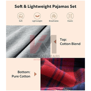 Mens <b>Summer</b> <b>Pajama</b> Set Short Sleeve Cotton Sleepwear Men Soft Lightweight Lounge Set Pockets Breathable Nightwear Warm <b>Weather</b> - Product Image 5