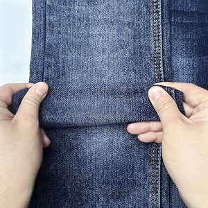 2024 Best Selling Stone Wash Stretch Raw <strong>Materials</strong> 10.8oz Twill Weave Green Yarn Cotton Poly Spandex Denim Fabric With Rayon - Product Image 5