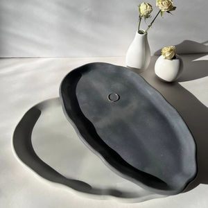 Solid <b>Ceramic</b> Serving <b>Platter</b> Tray With Raised Edges To Prevent Food Spills While Serving Guests - Product Image 1