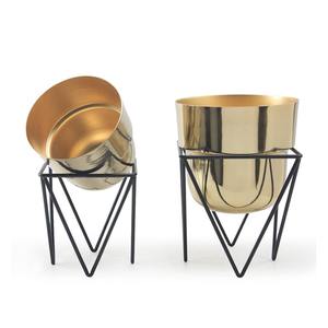 Handmade Gold Metal <b>Flower</b> <b>Vase</b> <b>Black</b> Geometric Iron Stands Modern Coastal Home Decor for Living Room Bedroom Plant Display - Product Image 1