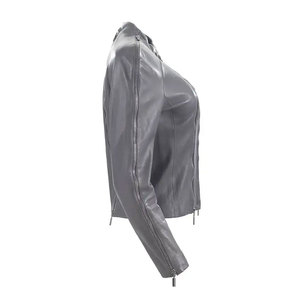 Chaquetas de Cuero Genuino a Precio de Fábrica para Mujer, Nueva Moda Casual, Chaqueta de Cuero de Color Sólido para Mujer - Product Image 3
