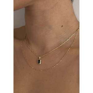 Brooklyn <b>Emerald</b> Cut Green Tourmaline <b>Pendant</b> White Gold Religious Jewelry 14k Gold Plating Bezel Setting Water Drop Pattern - Product Image 2