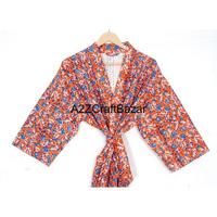 Veste matelassée tissée respirante à imprimé floral rayé pour femme, grande taille, en coton, coupe kimono décontractée