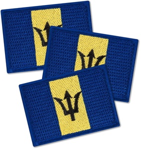 Parche Bordado con la Bandera de Barbados, Emblema Nacional, Impresión Tipográfica, Tela No Tejida - Product Image 6