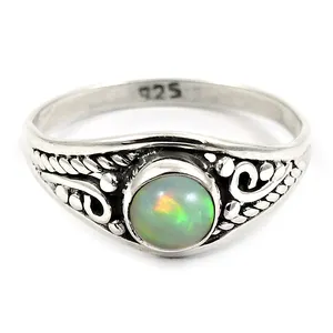 Rainbow fire Opal Round Ring Wholesale Indian Supplier 925 silver jewelry Rings handmade Jewellery