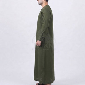 Thobe arabe traditionnel pour hommes, Kurta classique à manches longues, longueur cheville, coupe décontractée, col boutonné sur le devant, en coton respirant - Product Image 3