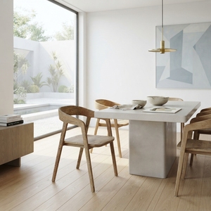 Modern Solid Wood <b>Dining</b> Chair Elegant Curved Backrest <b>Armchair</b> Seating For Rustic Contemporary <b>Dining</b> Room Furniture Setup Arts - Product Image 2