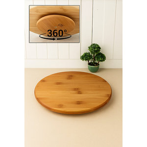 Bandeja Redonda de Bambú Ecológica de 30x30 cm con Plato Decorativo Giratorio de 360 Grados para Catering, Restaurantes y Uso Residencial - Product Image 3