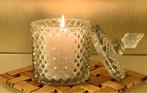 Premium <b>Candles</b> with Lid for Wedding Crystal Clear Embossed Glass Jar <b>Candle</b> in <b>Bulk</b> - Product Image 2