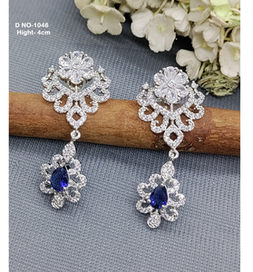 Shiny Crystal Teardrop <b>Earrings</b> For Ladies Perfect Choice For Events Parties And Gifting Purpose From India - Product Image 2