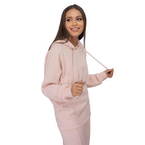 Jersey de invierno de algodón liso de gran tamaño personalizado unisex con capucha y logotipo frontal sudaderas en blanco informales para mujeres de talla grande para niñas - Product Image 6