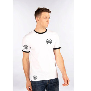 เสื้อยืดคอตตอน 100% พรีเมียม แบบถักลายริงเกอร์ ขอบตัดสีสไตล์เรโทร สำหรับงานพิมพ์ DTG ซิลค์สกรีน และโลโก้แบบกำหนดเอง - Product Image 1