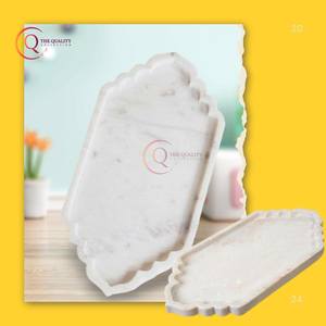 High Grade White Marble Rectangular Serving Tray Handmade Classic Food & Fruit <b>Dinnerware</b> Kitchenware Elegant Decorative Plated - Product Image 4