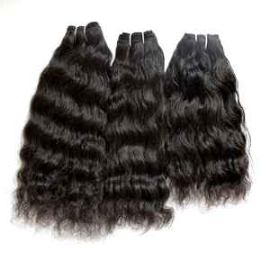 Suministro a granel Extensiones de cabello Remy indio sin procesar Paquete de cabello humano virgen natural de doble trama Grado de máquina - Product Image 1