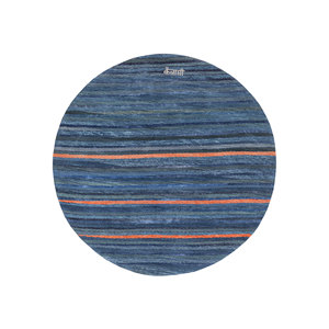 Tapis Manchaha bleu en laine et soie de bambou noué à la main, motif rayé rectangulaire pour la maison, le couloir, 10 mm, pour adolescents - Modèle Les-1627 - Product Image 1