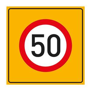 Reflective 90x90cm <b>Roadway</b> <b>Safety</b> Sign 50km/h Speed Limit Solar-Powered TT-29 - Product Image 2