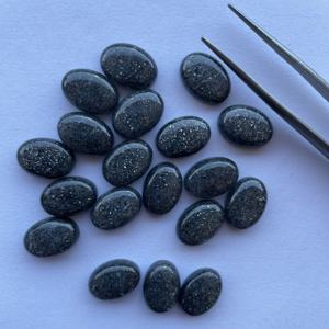 10mm 20mm naturel noir pierre de soleil lisse ovale lâche Cabochon pierre précieuse pour la fabrication de bijoux pendentifs anneaux cristal fait à la main argent - Product Image 4