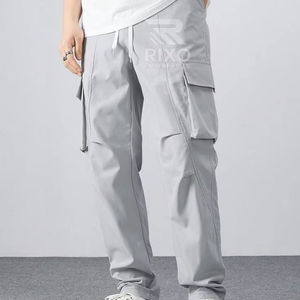 Pantalones Cargo Casuales de Corte Holgado para Hombre, 100% Algodón Canvas, Cierre de Botones, Cintura Media, Planos, Transpirables, de Secado Rápido, para Trabajo al Aire Libre - Product Image 1