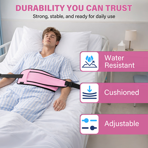 Customized Pink Medical <b>Bed</b> Restraint Belt Elderly Patient Safety Positioning Strap with Adjustable Waist Support - Product Image 1