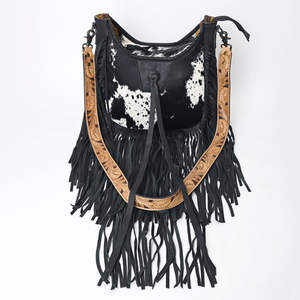 Nouveau Sac à Main Femme Tendance Bohème Western en Cuir Véritable avec Fourrure, Couleur Personnalisable, Pompon, pour Usage Quotidien Décontracté Automne - Product Image 5