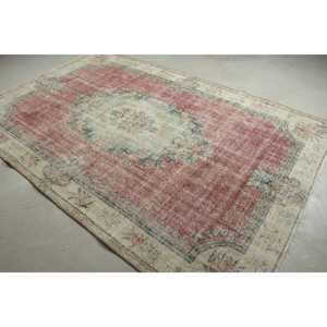 6.2x9.1 ft Turkish Large Eco-Friendly <b>Wool</b> Rug Traditional Vintage <b>Red</b> Patchwork Latex Backing Rug - Product Image 2