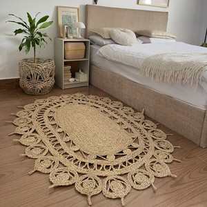 Alfombras Turcas Ovaladas para Decorar una Hermosa Casa, Alfombra de Piso Decorativa Hecha a Mano con Pasto Marino, Alfombras Suaves Ecológicas - Product Image 5