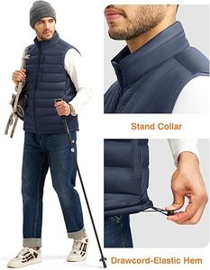 Factory Direct <b>Sale</b> Best Selling Men's Winter Casual Outerwear High Quality Breathable Customized Puffer Vest 100% <b>Zipper</b> V-neck - Product Image 4