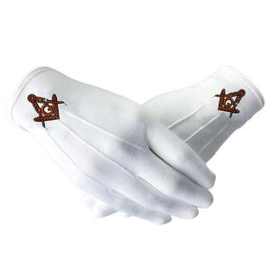 2024 Custom Logo Masonic Scottish Rite 32nd Degree Embroidery Freemasons <b>White</b> Cotton Hand Gloves - Product Image 4