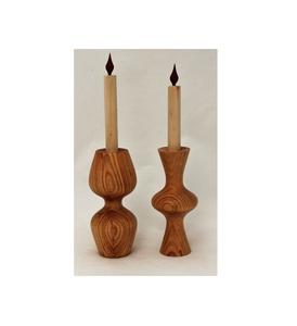 Juego de Portavelas de Madera de Mango Pulida Antigua con Artesanía Lisa Hecha a Mano para Festivales y Decoración Tradicional - Product Image 3