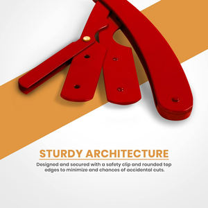 Maquinilla de afeitar profesional de borde recto rojo de acero inoxidable 100 por ciento con 100 cuchillas herramienta de seguridad para peluquero - Product Image 3