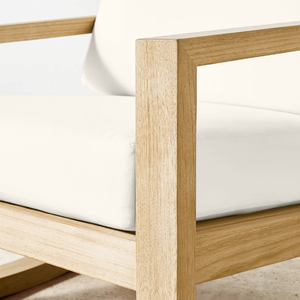 Fauteuil inclinable en velours avec cadre en bois de teck d'Indonésie pour meubles de patio et de jardin - Product Image 5