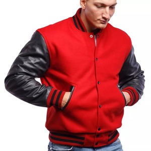 Vestes de baseball universitaires pour hommes avec logo brodé personnalisé Vestes de baseball d'hiver avec manches en cuir à capuche Décoration de poche - Product Image 3
