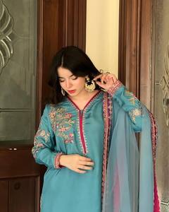 ชุดสูทผ้าฝ้ายพิมพ์ลายดิจิทัลสไตล์ปากีสถานการาจีสำหรับเด็กผู้หญิงให้เป็นของขวัญสูงตามต้องการ - Product Image 5