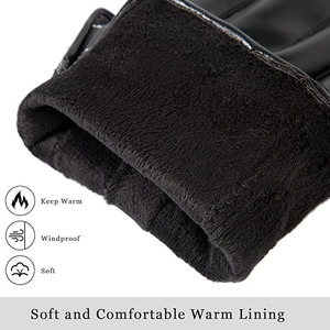 JNM SEGURIDAD Invierno PU Cuero Pantalla táctil Guantes Clásico Hombres Negro Cálido Conducción Ciclismo Motocicleta Conductor Guantes - Product Image 3