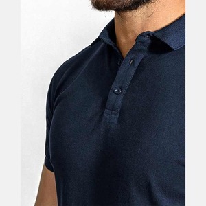 Hombre de ajuste personalizado musculoso para Polo tres botones transpirable algodón Spandex tela puños elásticos Piqué sólido lona elástica - Product Image 4